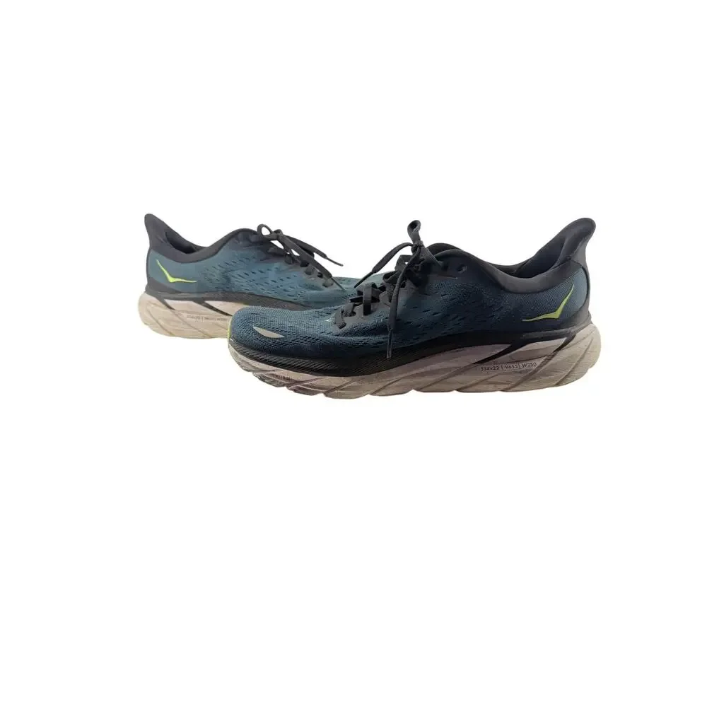 Hoka M Clifton 8 Blue Electric Green Mens 10D Running High Cushion